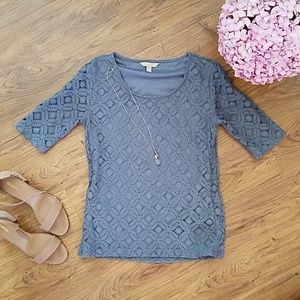 Banana Republic Grey Lace Blouse